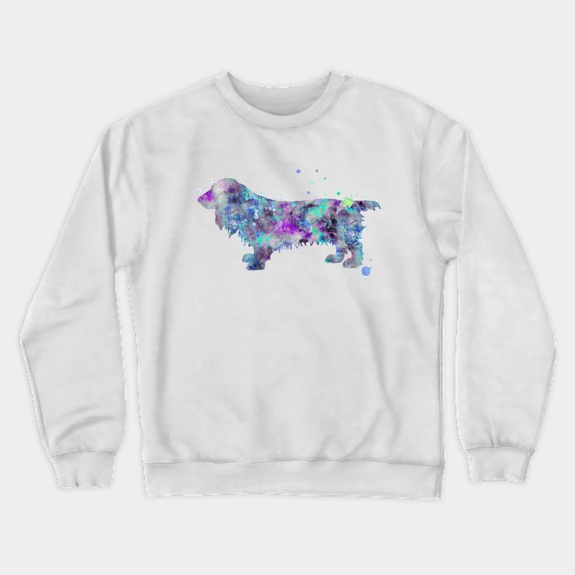 Field Spaniel Dog Watercolor Painting Crewneck Sweatshirt by Miao Miao Design